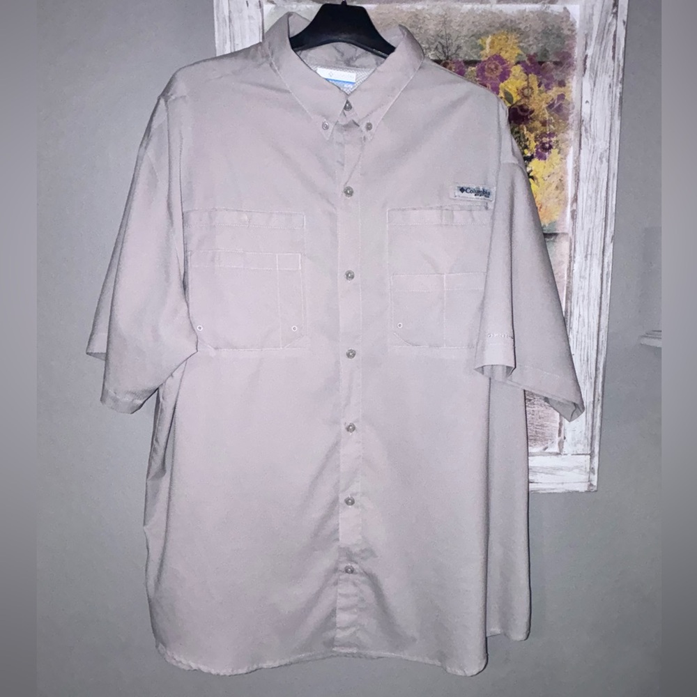 Columbia PFG Shirt XL Vented Omni-Shield Outdoors Excellent Tan